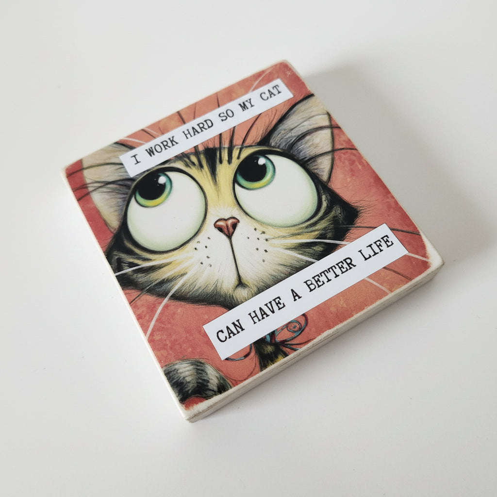 I work hard..funny cat shelf sitter – Rock that Block